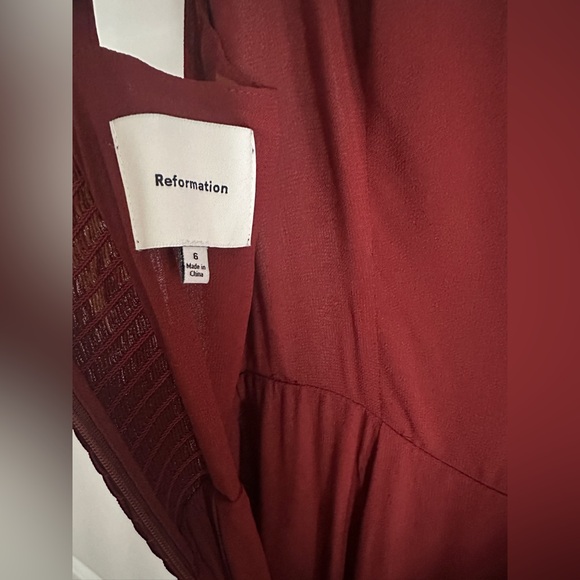 NEW Reformation Irisa Midi Dress Barcelona Border Red Floral Lace | size 6 - Picture 9 of 13